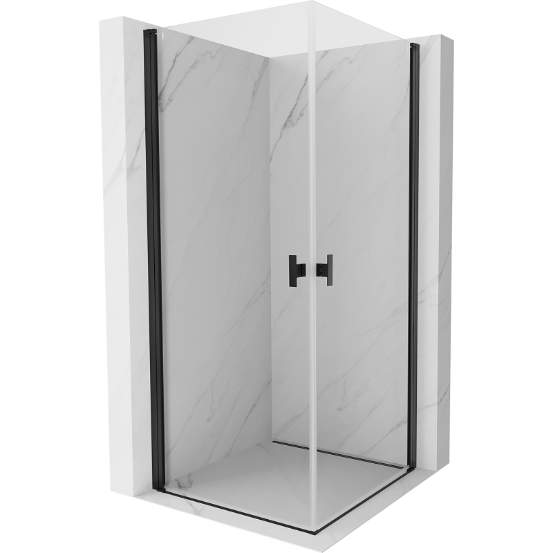 Mexen Mist-B Duo Hinged Shower Enclosure 75 x 75 cm, Transparent, Black - 8A2-075-075-70-00