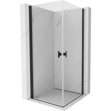 Mexen Mist-B Duo 75 x 75 cm Pivot Shower Enclosure, Clear, Black - 8A2-075-075-70-00