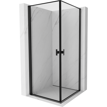 Mexen Mist-B Duo 80 x 80 cm Hinged Shower Enclosure, Black Frame, Black - 8A2-080L-080P-70-70