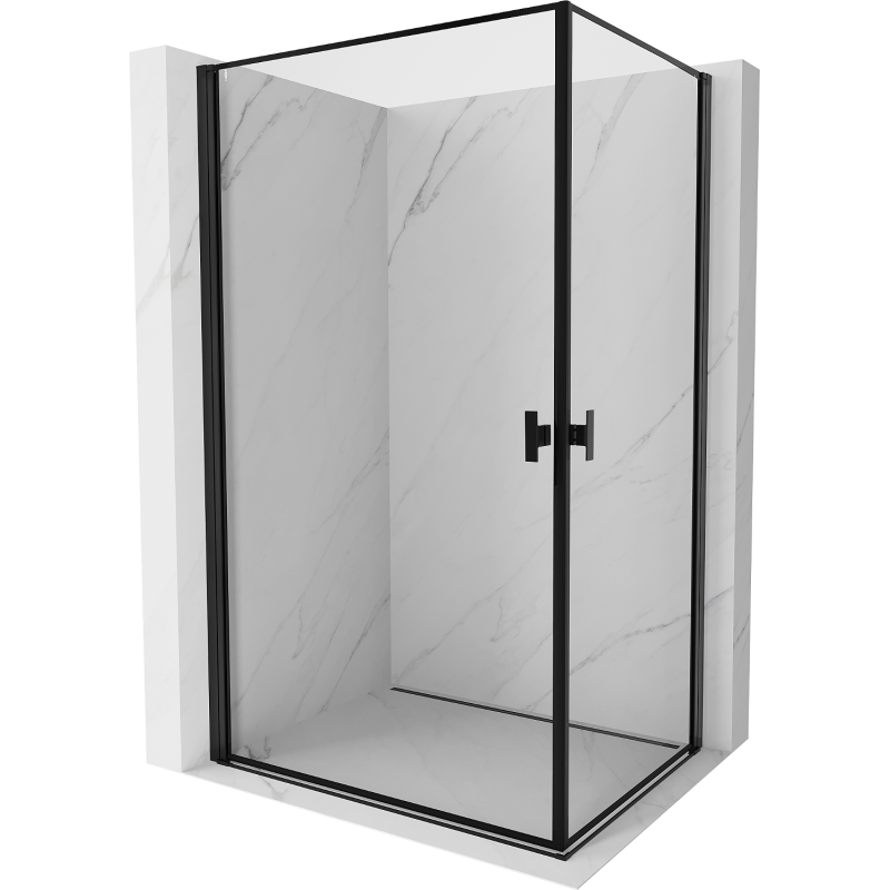 Mexen Mist-B Duo 100 x 80 cm Hinged Shower Enclosure, Black Frame, Black - 8A2-100L-080P-70-70