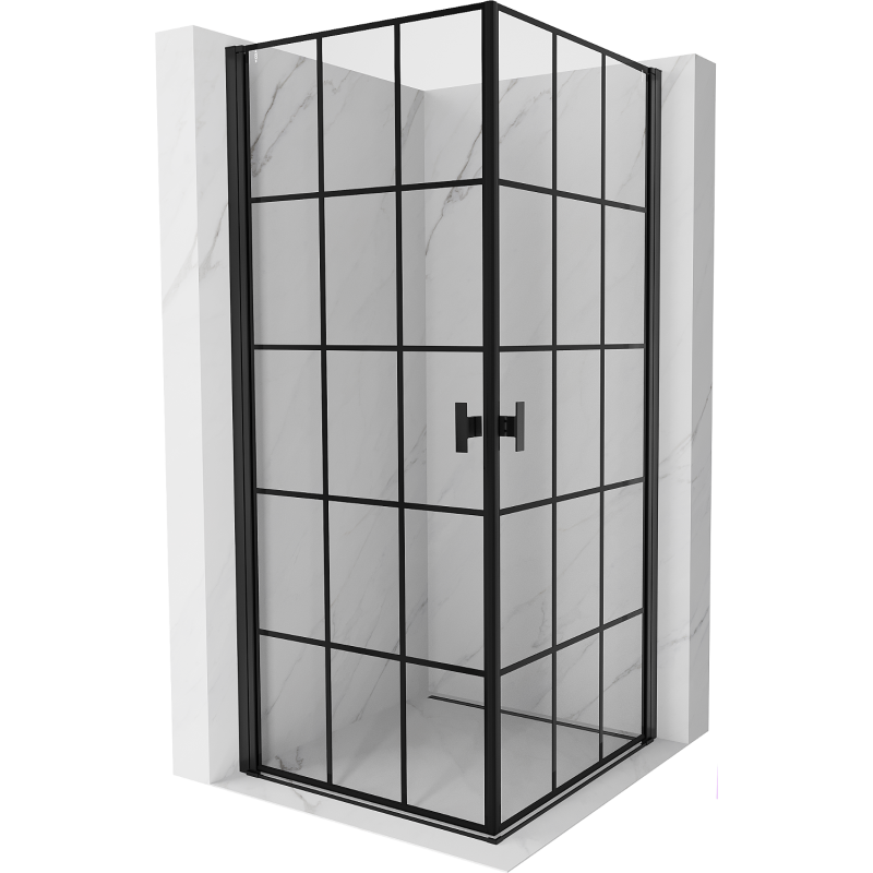 Mexen Mist-B Duo hinged shower enclosure 80 x 80 cm, black grid, black - 8A2-080L-080P-70-77