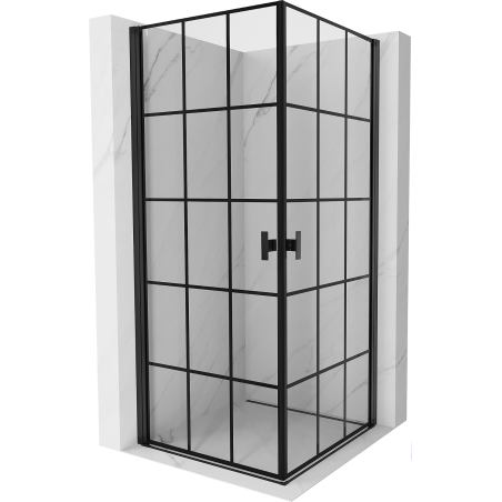 Mexen Mist-B Duo shower enclosure pivot 90 x 90 cm, black grid, black - 8A2-090L-090P-70-77
