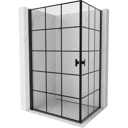 Mexen Mist-B Duo shower enclosure hinged 100 x 90 cm, black grid, black - 8A2-100L-090P-70-77