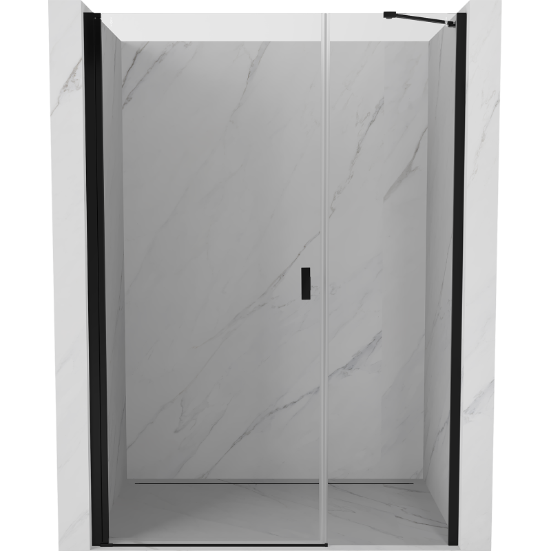 Mexen Mist-B 110 cm Hinged Shower Door, Transparent, Black - 8A2-110-001-70-00