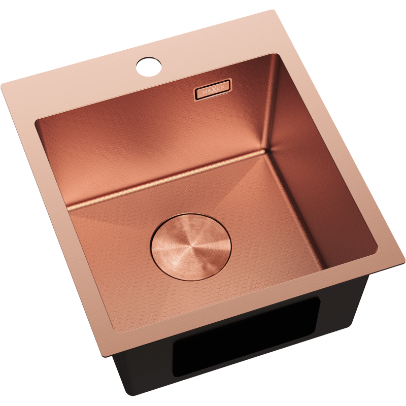 Mexen Solix stainless steel sink, 1-bowl, 400 x 450 mm, copper HC - 6401401000-65HC