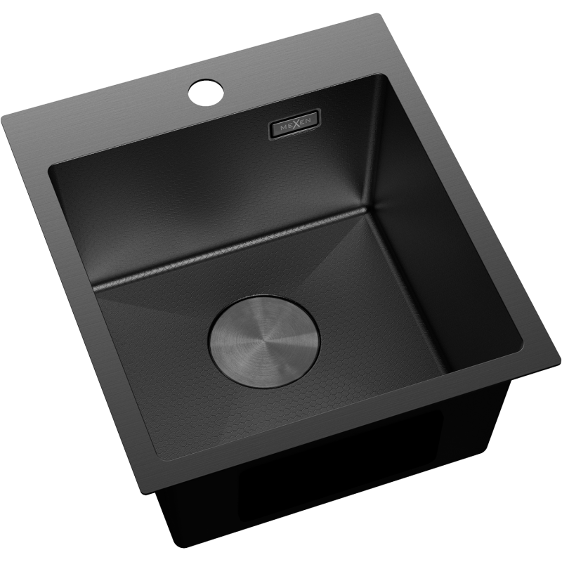 Mexen Solix stainless steel sink, 1-bowl, 400 x 450 mm, black HC - 6401401000-70HC