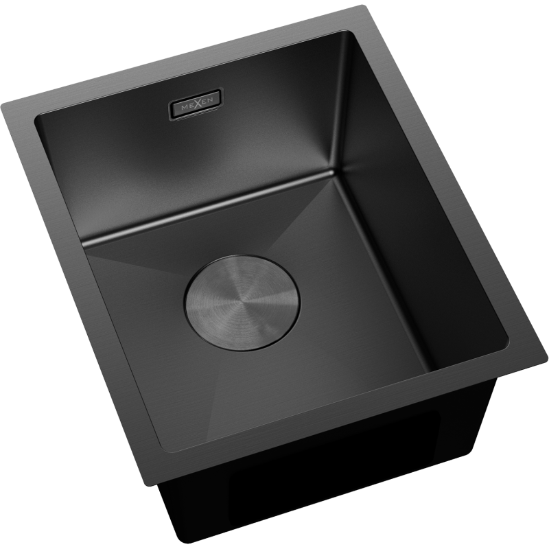 Mexen Trixo steel sink 1-bowl 370 x 440 mm, black - 6412371000-70