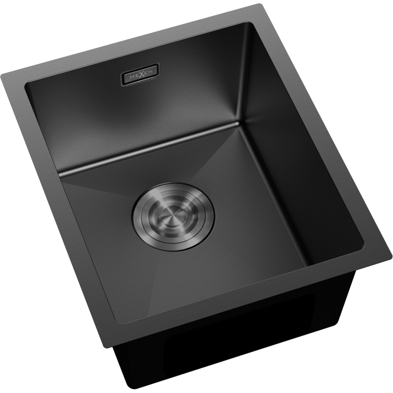 Mexen Trixo steel sink 1-bowl 370 x 440 mm, black - 6412371000-70