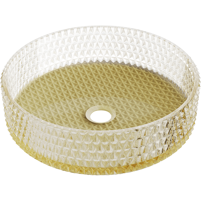 Mexen Aura glass countertop washbasin 39 x 39 cm, transparent/gold - 24013951