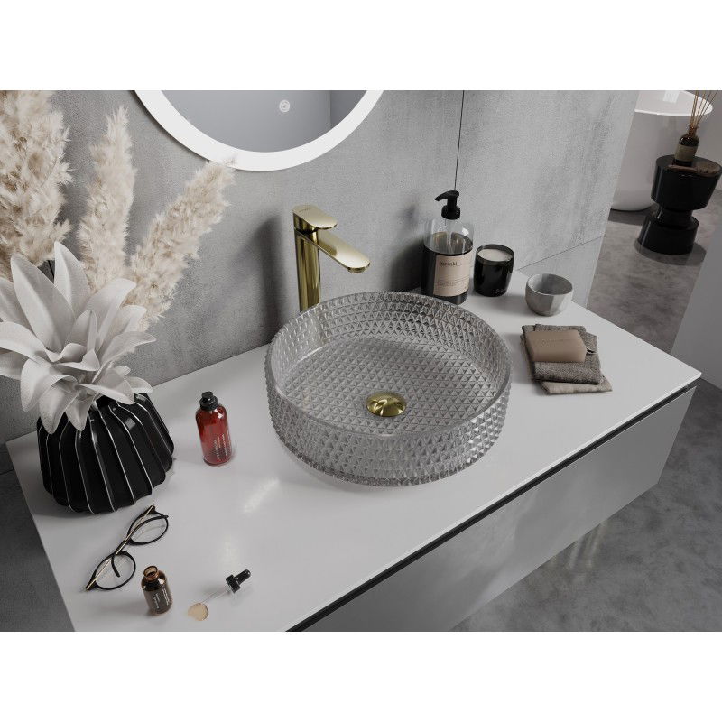 Mexen Aura glass countertop washbasin 39 x 39 cm, grey - 24013966