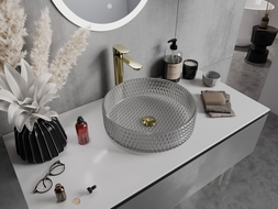 Mexen Aura glass countertop sink 39 x 39 cm, gray - 24013966