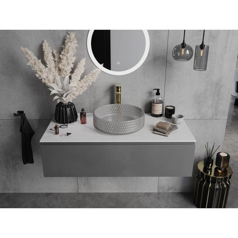 Mexen Aura glass countertop washbasin 39 x 39 cm, grey - 24013966