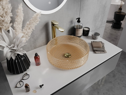 Mexen Aura Glass Countertop Sink 39 x 39 cm, Rose Gold - 24013968