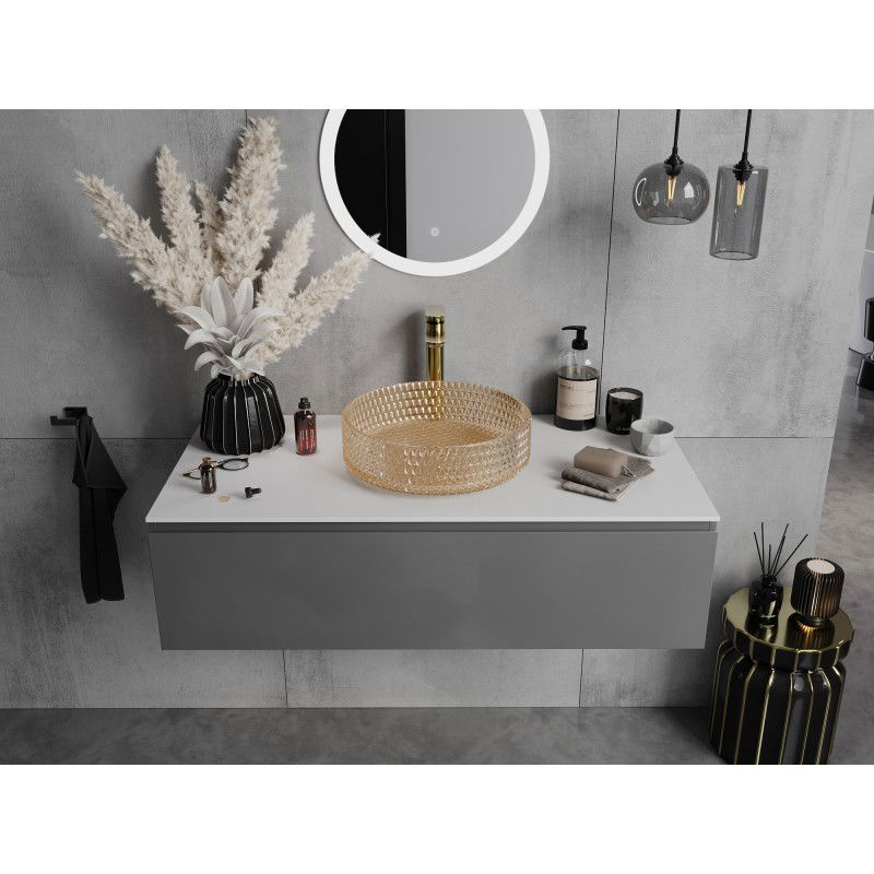 Mexen Aura glass countertop washbasin 39 x 39 cm, rose gold - 24013968