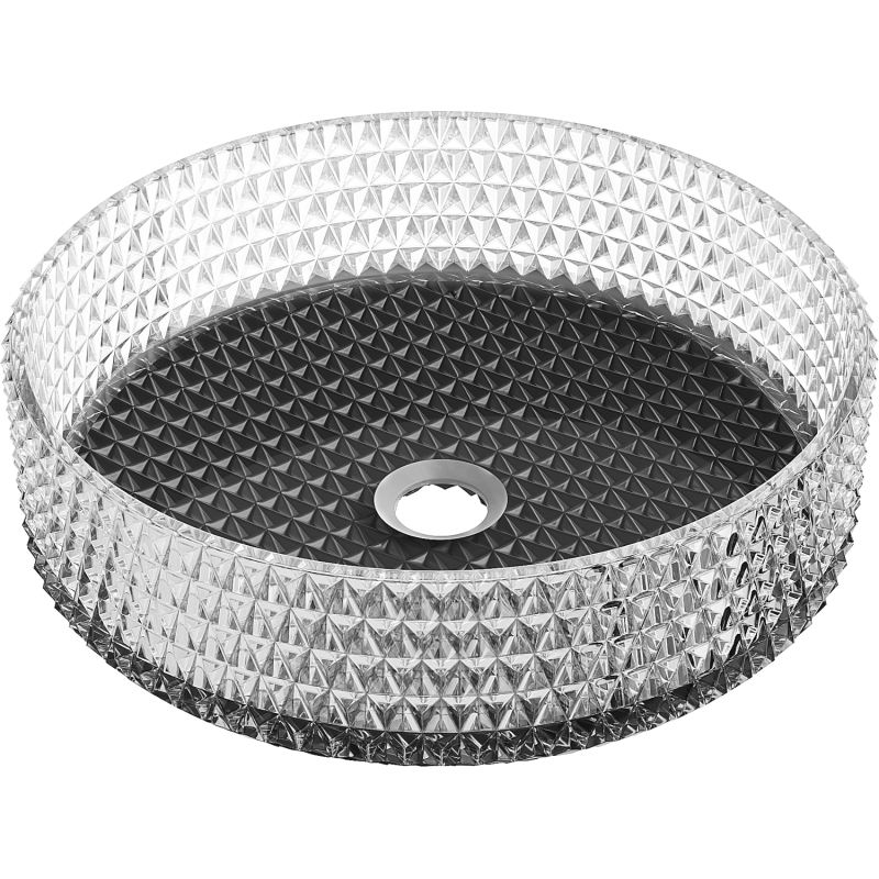 Mexen Aura glass countertop washbasin 39 x 39 cm, transparent/black - 24013971