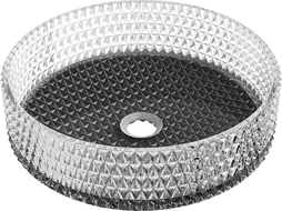 Mexen Aura glass countertop washbasin 39 x 39 cm, transparent/black - 24013971