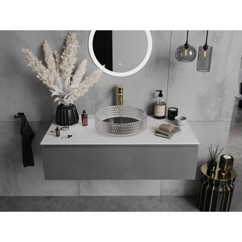 Mexen Aura glass countertop washbasin 39 x 39 cm, transparent/black - 24013971