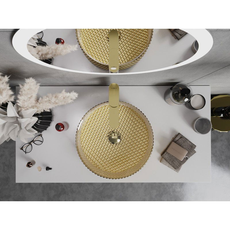 Mexen Aura glass countertop washbasin 39 x 39 cm, gold - 24013952