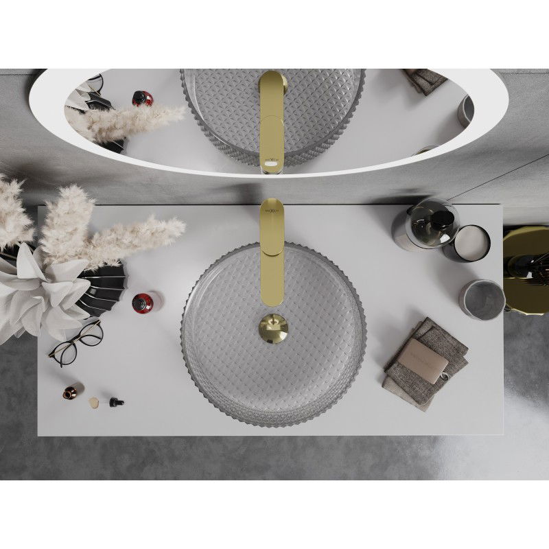 Mexen Aura glass countertop washbasin 39 x 39 cm, grey - 24013966