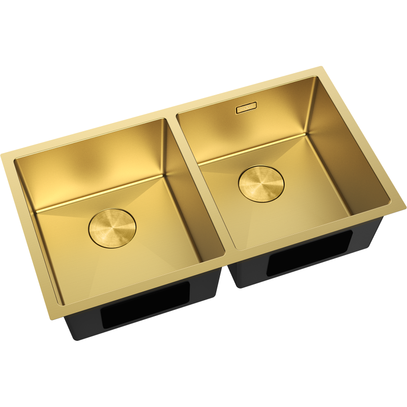 Mexen Binox stainless steel 2-basin sink 800 x 450 mm, gold - 6421802000-55