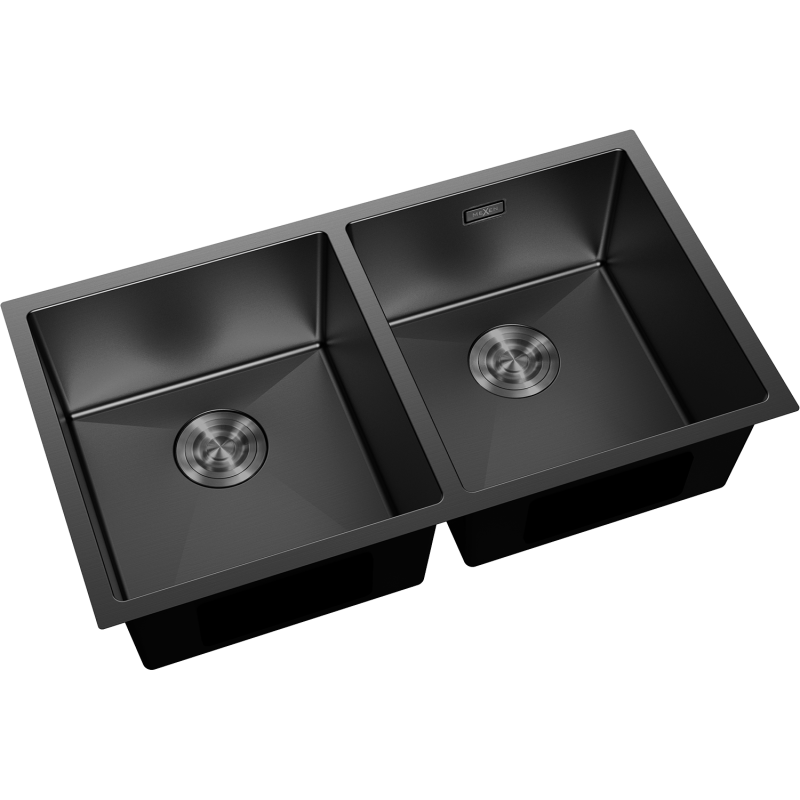 Mexen Binox stainless steel sink 2-bowl 800 x 450 mm, black - 6421802000-70