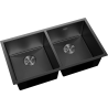 Mexen Binox stainless steel sink 2-bowl 800 x 450 mm, black HC - 6421802000-70HC