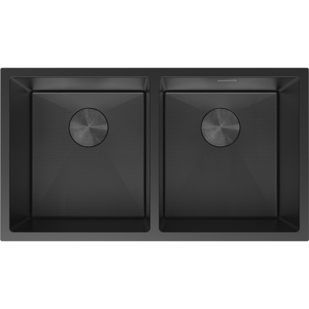 Mexen Binox stainless steel sink 2-bowl 800 x 450 mm, black HC - 6421802000-70HC