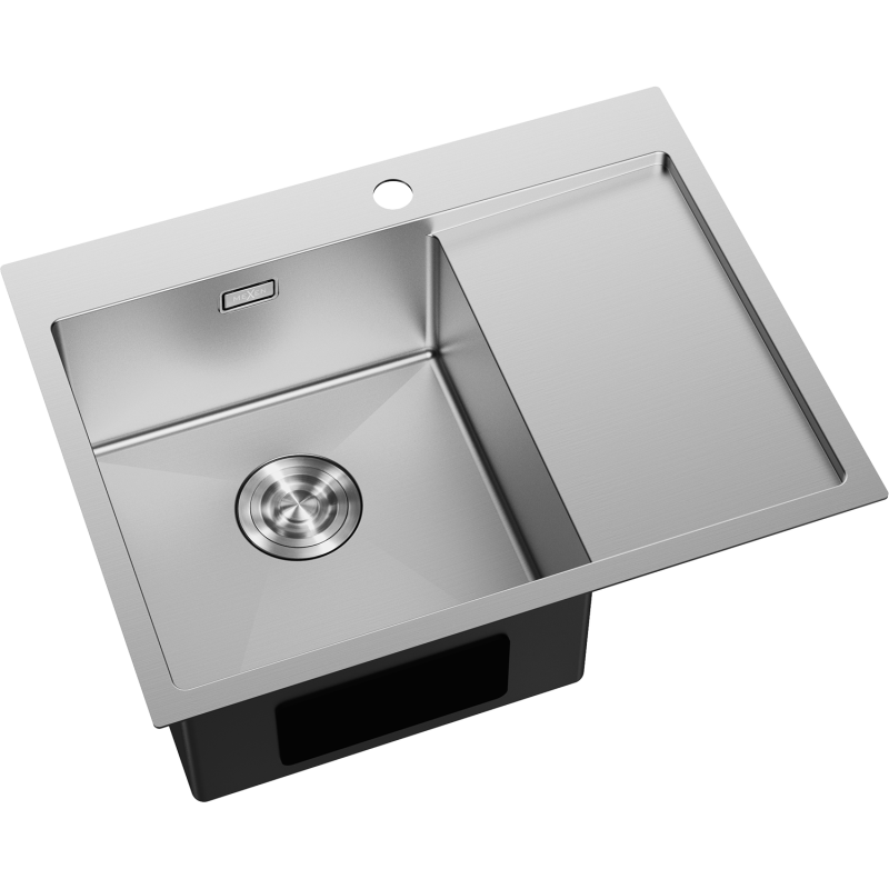 Mexen Exar stainless steel sink 1-bowl with drainer, left 620 x 480 mm, inox - 6431621005L-01