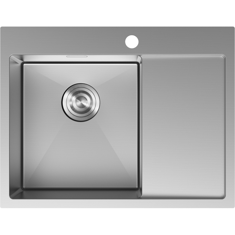 Mexen Exar Stainless Steel Sink 1-Bowl with Left Drainer 620 x 480 mm, Inox - 6431621005L-01