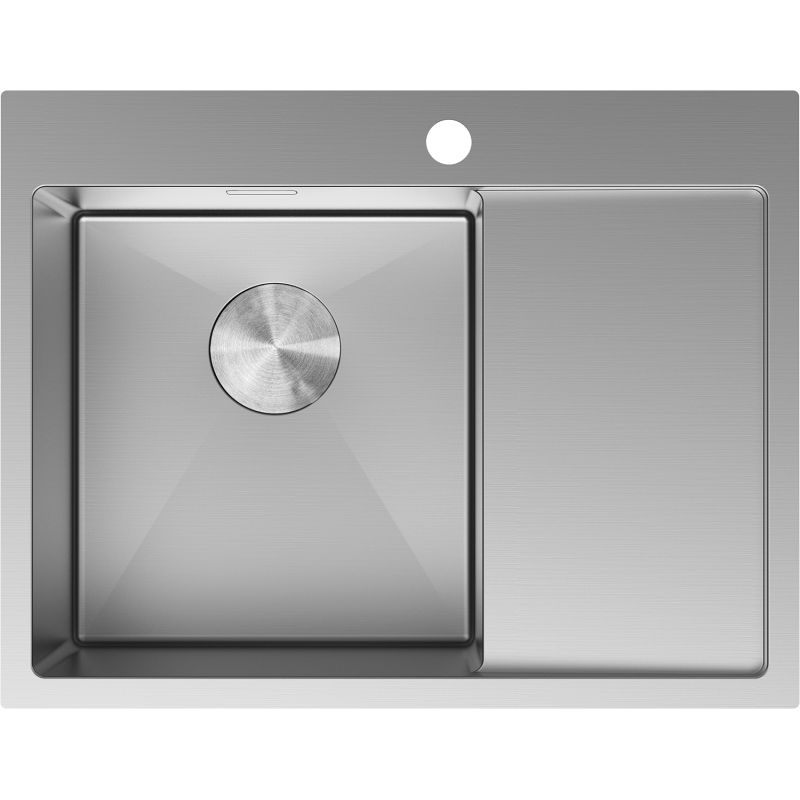 Mexen Exar Stainless Steel Sink 1-Bowl with Left Drainer 620 x 480 mm, Inox - 6431621005L-01