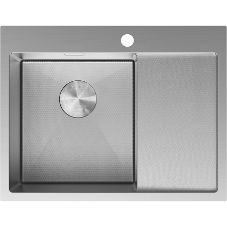 Mexen Exar stainless steel sink 1-bowl with left drainer 620 x 480 mm, inox HC - 6431621005L-01HC