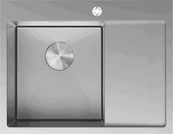 Mexen Exar stainless steel sink 1-bowl with left drainer 620 x 480 mm, inox HC - 6431621005L-01HC