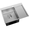 Mexen Exar stainless steel sink 1-bowl with left drainer 620 x 480 mm, inox HC - 6431621005L-01HC