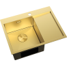Mexen Exar 1-bowl steel sink with left drainer 620 x 480 mm, gold - 6431621005L-55