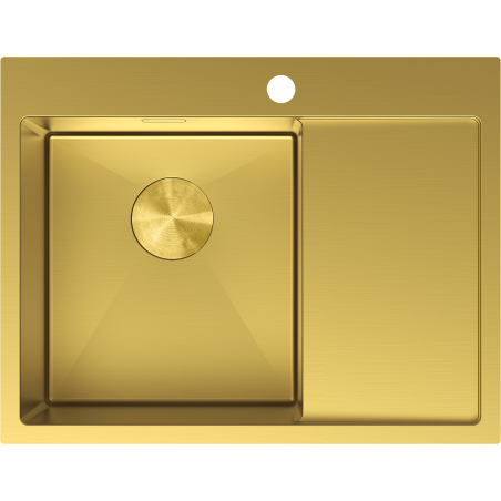 Mexen Exar 1-bowl steel sink with left drainer 620 x 480 mm, gold - 6431621005L-55