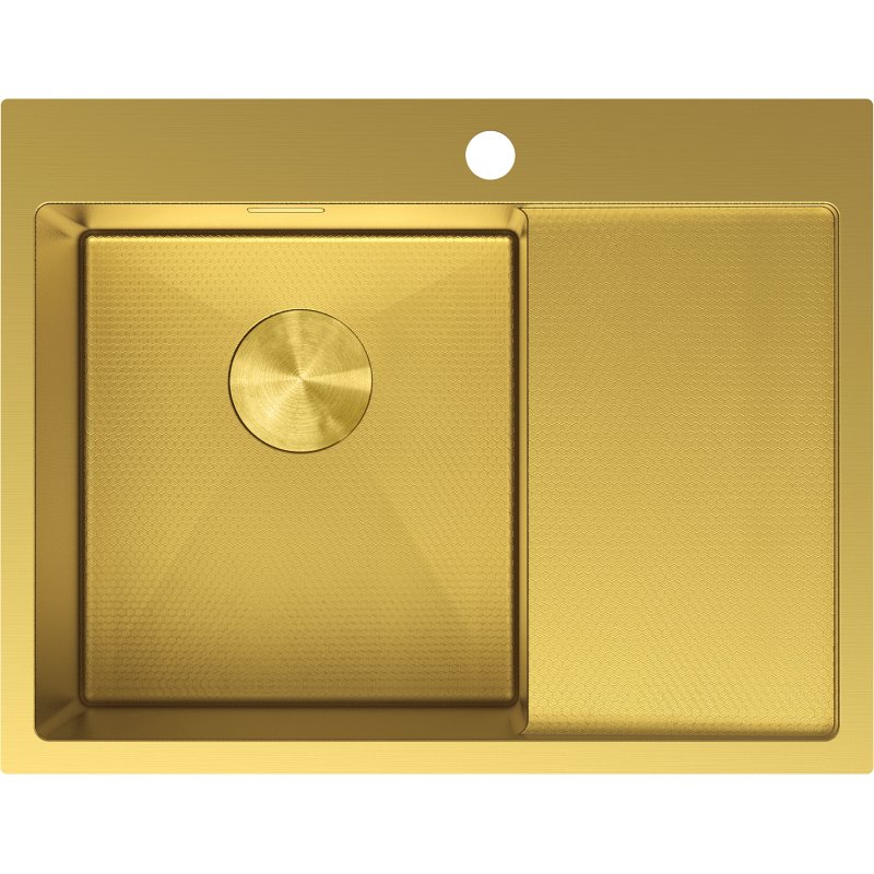 Mexen Exar stainless steel sink 1-bowl with left drainer 620 x 480 mm, gold HC - 6431621005L-55HC