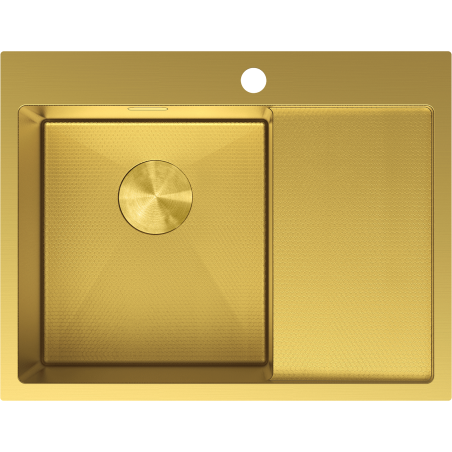Mexen Exar stainless steel sink 1-bowl with left drainer 620 x 480 mm, gold HC - 6431621005L-55HC
