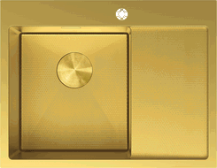 Mexen Exar stainless steel sink 1-bowl with drainer, left 620 x 480 mm, gold HC - 6431621005L-55HC