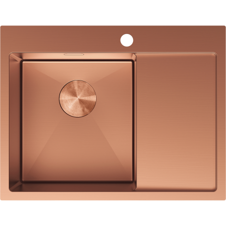 Mexen Exar stainless steel sink 1-bowl with left drainer 620 x 480 mm, copper - 6431621005L-65