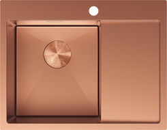 Mexen Exar stainless steel sink 1-bowl with left drainer 620 x 480 mm, copper - 6431621005L-65
