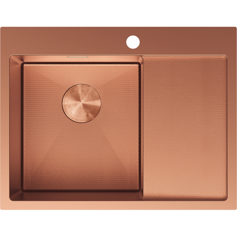 Mexen Exar Steel Sink 1-Bowl with Left Drainer 620 x 480 mm, Copper HC - 6431621005L-65HC