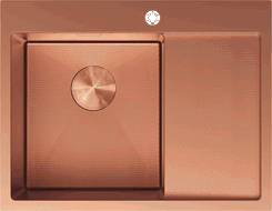 Mexen Exar stainless steel 1-bowl sink with drainer, left 620 x 480 mm, copper HC - 6431621005L-65HC