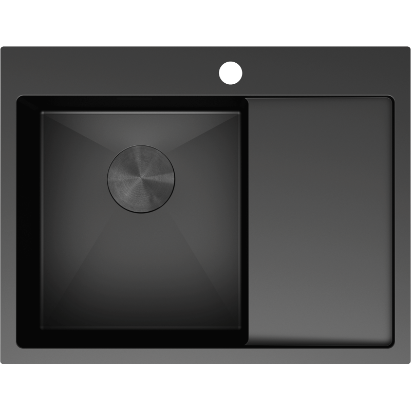 Mexen Exar stainless steel sink, 1-bowl with left drainer 620 x 480 mm, black - 6431621005L-70