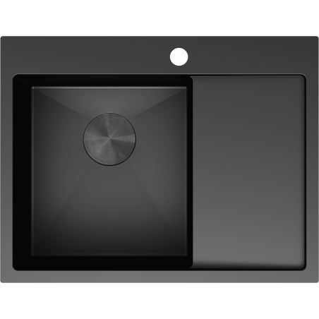 Mexen Exar steel sink 1-bowl with drainer, left 620 x 480 mm, black - 6431621005L-70