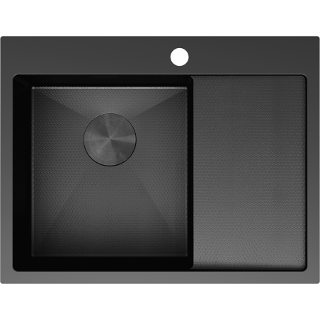 Mexen Exar 1-bowl steel sink with drainer, left 620 x 480 mm, black HC - 6431621005L-70HC