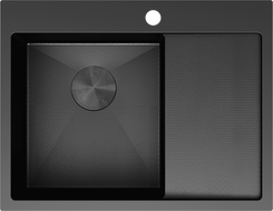 Mexen Exar stainless steel 1-bowl sink with left drainer 620 x 480 mm, black HC - 6431621005L-70HC