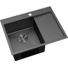Mexen Exar steel kitchen sink 1-bowl with left drainer 620 x 480 mm, black HC - 6431621005L-70HC