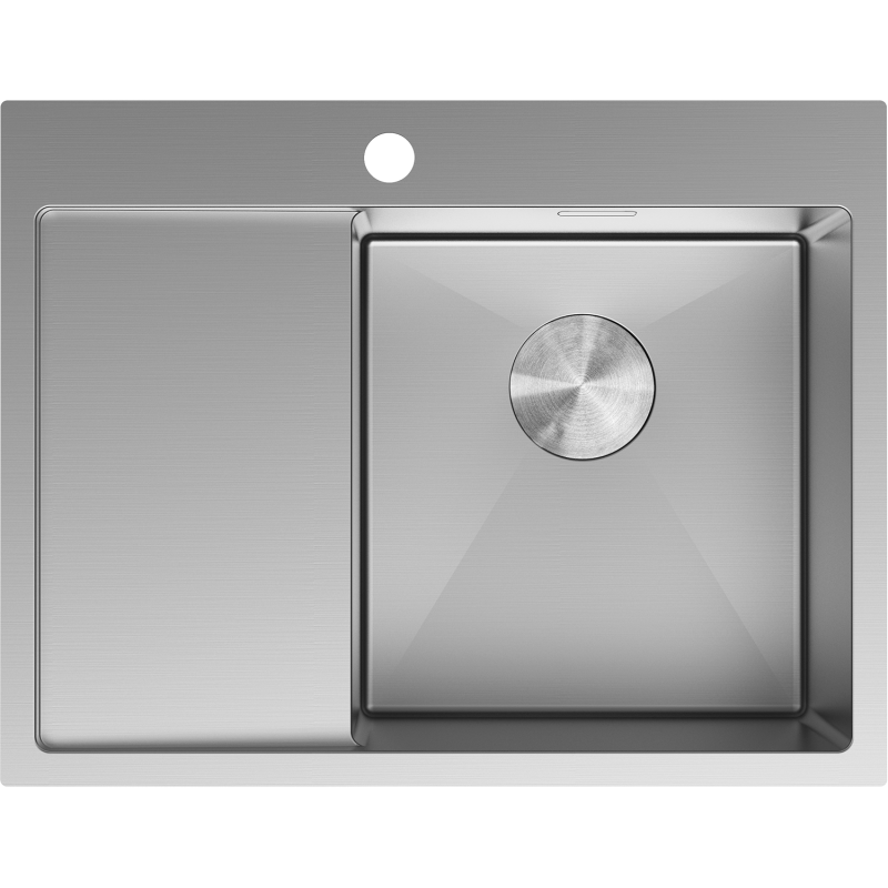 Mexen Exar stainless steel sink 1-bowl with drainer, right 620 x 480 mm, inox - 6432621005P-01