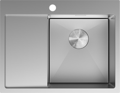Mexen Exar Stainless Steel 1-Bowl Sink with Right Drainer 620 x 480 mm, Inox - 6432621005P-01