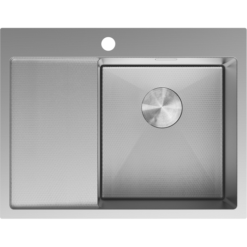 Mexen Exar steel sink 1-bowl with drainer, right 620 x 480 mm, inox HC - 6432621005P-01HC